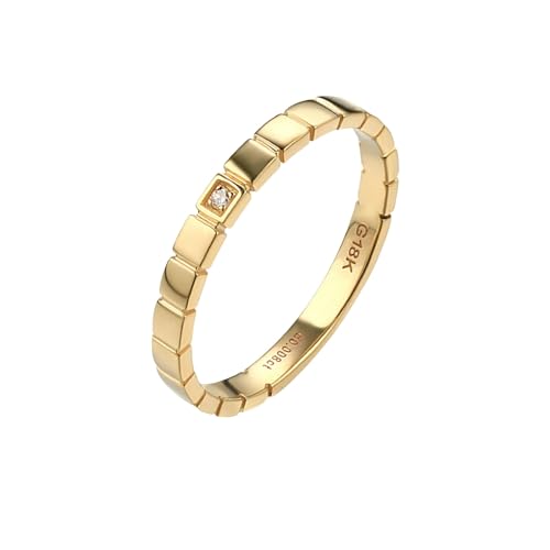 KnSam Ring 18K Au750 Gold, Gitter Eheringe mit Diamant in Ovalschliff, Gelbgold 750 Freundschaftsringe Pärchen Ringe Echt Gold von KnSam