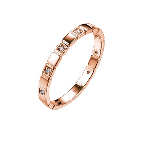 KnSam Ring 9 Karat Rose Gold 375, Gitter Trauringe mit Moissanit in Ovalschliff, 9K Rosegold Verlobungsring Bandringe Echtschmuck von KnSam