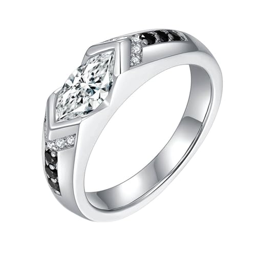 KnSam Ring 925er Silber, Klassiker Bohrer Reihe Stein Hochzeitsband mit Moissanit 1ct in Ovalschliff, Sterlingsilber Antragsring Bandringe Echter Schmuck von KnSam