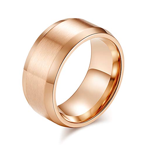 KnSam Ring Aus Edelstahl Matt Breiter Ring Rose Gold Ringe Für Unisex von KnSam