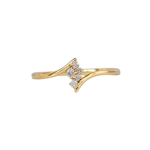 KnSam Ring Gelbgold 750 18 Karat, Klassiker Bohrer Stein Freundschaftsringe mit Moissanit in Rundschliff, 18K Gold Partnerringe Eheringe Echtschmuck von KnSam