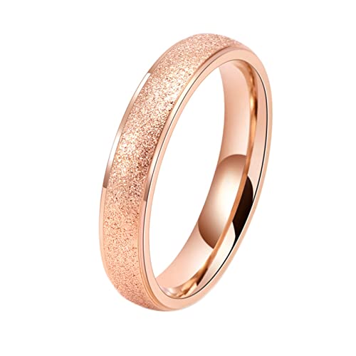 KnSam Ring Hochzeit Vintage, 4MM Freundschaftsringe Mädchen Matt, Edelstahl Ringe, Damenring Rose Gold Gr.57 (18.1) von KnSam