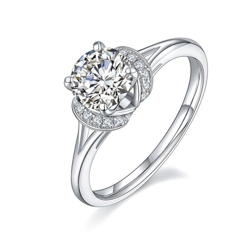 KnSam Ring Sterling Silber S925, Klassiker Hochzeitsring mit Moissanit 1ct I-J in Ovalschliff, Sterlingsilber Pärchen Ringe Eheringe Echt Gold von KnSam