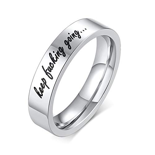 KnSam Ringe Damen Herren Ehering Männer Silber Keep Fucking Going Für Unisex Silber von KnSam