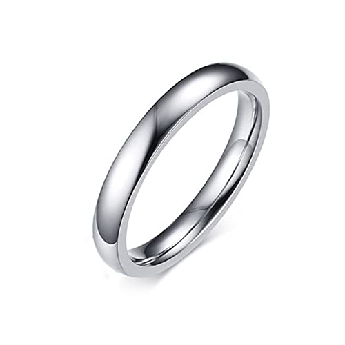 KnSam Ringe Verlobung Damen Edelstahl 3MM, Klassischer Band Poliert Partnerring Hochzeit für Damen, Silber, Gr.54 (17.2) von KnSam