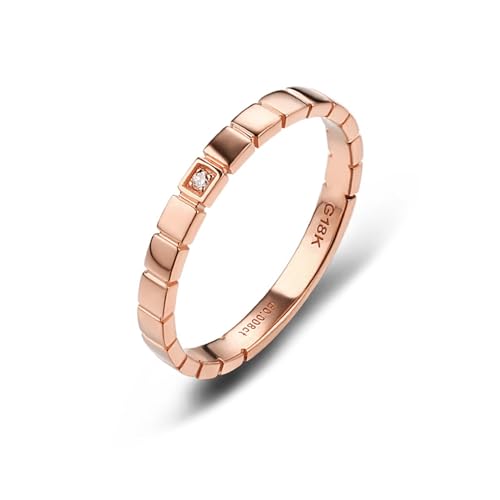 KnSam Rose Gold 18K 750 Ring, Gitter Hochzeitsband mit Diamant in Ovalschliff, Rosegold Au750 Partnerringe Trauringe Echtgold Schmuck von KnSam