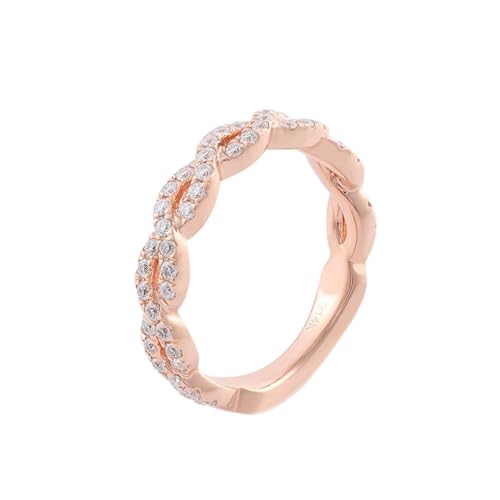 KnSam Rose Gold 9K 375 Ring, Kreuz Hochzeitsband mit Moissanit in Ovalschliff, Rosegold Au375 Freundschaftsringe Verlobungsring Echter Schmuck von KnSam