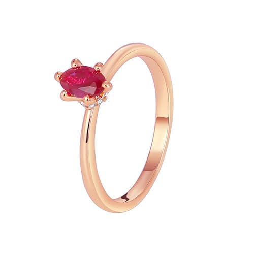 KnSam Rotgold Au375 9 Karat Hochzeitsring, Solitär Klassiker Verlobungsring mit Labor Erstellt Rubin (Marquiseschliff Rot), Partnerringe 9K Rosegold Echt Goldschmuck, Gr.52 (16.6) von KnSam