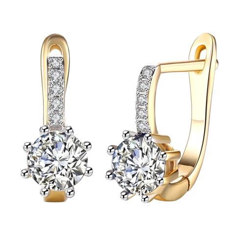 KnSam Schmuck Damen Ohrringe, 8 Klaue Klassiker Design Ohrringe Valentinstag mit Zirkonia, Gold Weiß Hoop Creole von KnSam