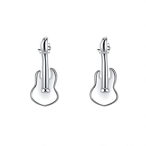 KnSam Schmuck Ohrringe Sterlingsilber, Ohrstecker Gitarre, Ohrringe Silber 925 Stecker Glitzer, Silber von KnSam