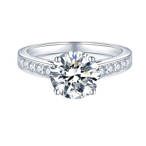 KnSam Sterling 925er Silber Ring, Klassiker Bohrer Reihe Stein Freundschaftsringe mit Moissanit 2ct in Ovalschliff, Sterlingsilber Partnerringe Echtgold Schmuck von KnSam