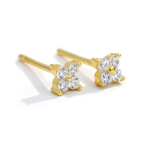 KnSam Sterlingsilber Ohrringe Valentinstag, Blumen Design Ohrstecker Silber 925 Damen mit Zirkonia, Gold Ohrstecker Gestüt von KnSam