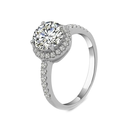 KnSam Sterlingsilber Ring, Klassiker Bohrer Stein Partnerringe mit Moissanit 1.5ct in Ovalschliff, Sterling 925 Silber Freundschaftsringe Pärchen Ringe Echtgold Schmuck von KnSam