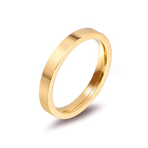 KnSam Verlobung Ring Damen 3MM, Dünn Damenringe Eheringe Verlobungsring, Edelstahl Ring Gold, Gr.52 (16.6) von KnSam