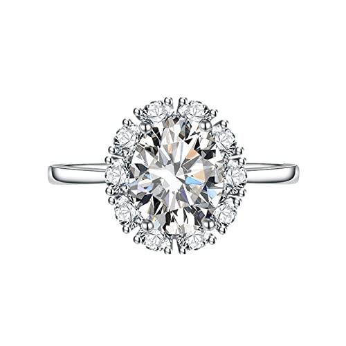 KnSam Verlobungs Ringe Frauen, Klassiker Design Trauringe Frau mit Oval Zirkonia, Verstellbare Größe Weiß Ring von KnSam