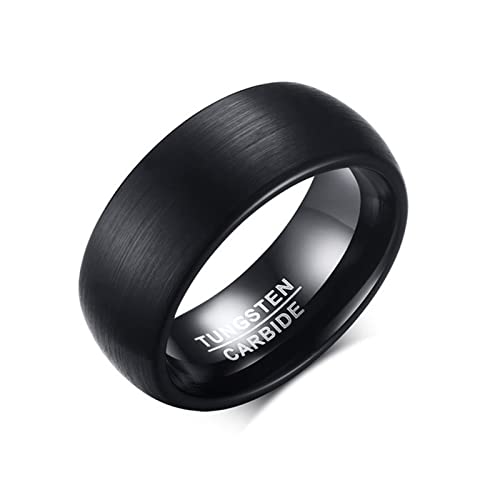 KnSam Verlobungsring Herren 8MM, Wolfram Ring Band Verlobung Klassischer Band Gebürstet für Herren, Schwarz, Gr.60 (19.1) von KnSam