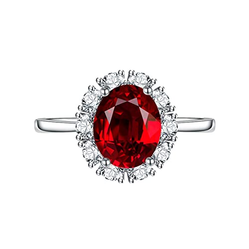 KnSam Verlobungsring Nordisch, Klassiker Design Trauringe Vintage mit Oval Zirkonia Rot, Einstellbare Größe Rot Ring von KnSam