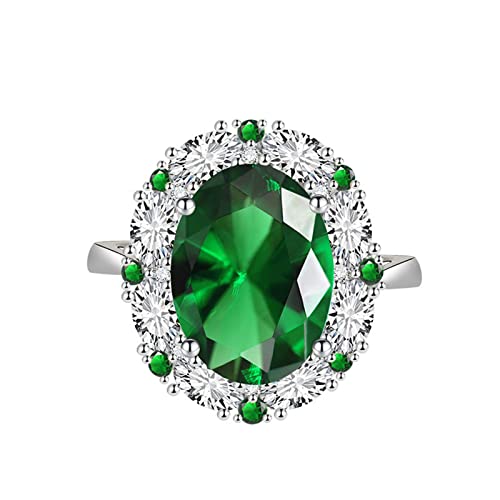 KnSam Verlobungsringe Damen, Klassiker Design Freundschaftsring Frauen mit Oval Zirkonia Grün, Verstellbare Größe Grün Ring von KnSam