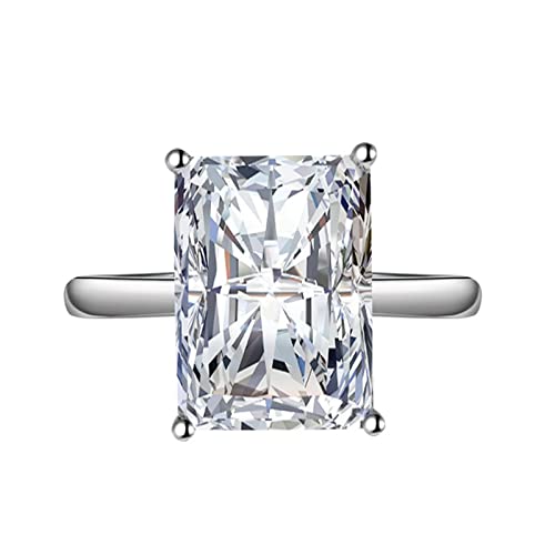 KnSam Verlobungsringe Damen, Rechteck Design Ehering Frauen mit Baguette Zirkonia, Einstellbare Größe Weiß Ring von KnSam