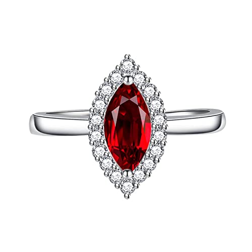 KnSam Vintage Ringe Damen, Klassiker Design Freundschaftsringe Damen mit Marquise Zirkonia Rot, Einstellbare Größe Rot Ring von KnSam