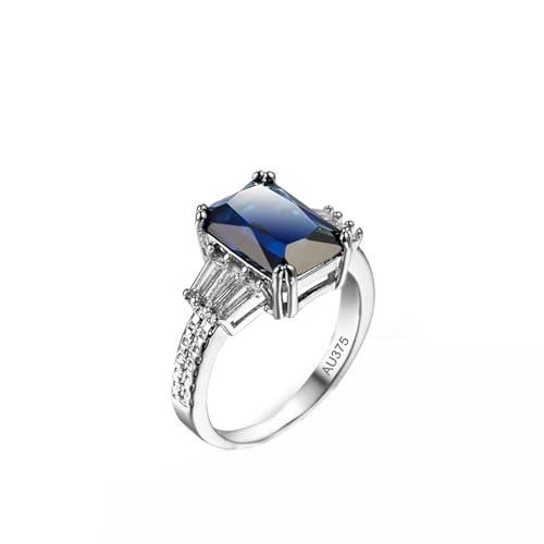 KnSam Weiß Gold 375 9K Partnerringe Echter Schmuck, Elegant Eheringe mit Labor Erstellt Saphir Blau, Pärchen Ringe Au375 Gold mit Moissanit, Gr.62 (19.7) von KnSam