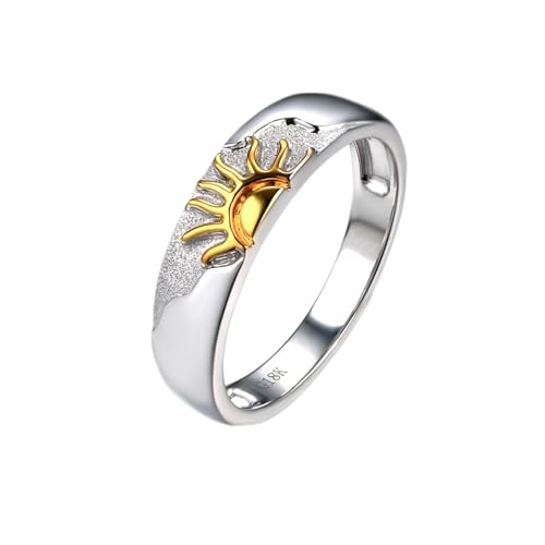 KnSam Weißgold 18K 750 Ring, Sonne Partnerringe in Ovalschliff, Au750 Gold Freundschaftsringe Verlobungsring Echtschmuck von KnSam