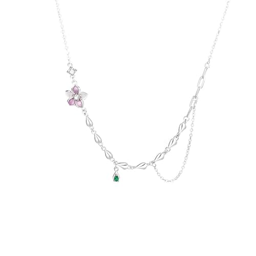 KnSam Weißgold 750 Damen Kette Hochzeit Echter Schmuck, Blumen Damenkette Anhänger mit Labor Erstellt Smaragd (Rundschliff Grün), Halskette Frauen 18K, 40+5CM von KnSam