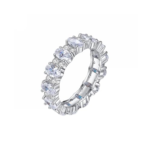 KnSam Weißgold Au750 18 Karat Partnerringe Echt Goldschmuck, Trauringe Klassiker mit Moissanit Ovalschliff, 18K Gold Eheringe, Silber, 60 (19.1) von KnSam