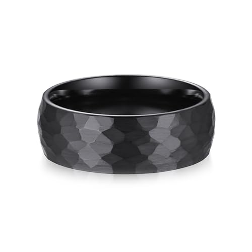 KnSam Wolfram Ring, 8MM Geometrisch Matte Gebürstet Ring Partnerringe Hochzeit Ringe, Herren Ringe Ring Schwarz, Gr.67 (21.3) von KnSam