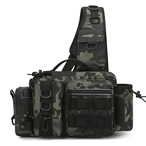 Knadgbft Multifunktionale Angelausrüstung Tasche Schulter Messenger Bag Köder Ausrüstung Lagerung Wasserdichte Angeltasche-B, camouflage von Knadgbft