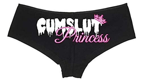 Knaughty Knickers - Cumslut Princess Farbige Boyshort Panties - Daddy's Cum Slut Boy Kurze Unterwäsche - Schwarz - Medium von Knaughty Knickers