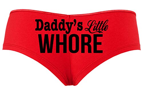 Knaughty Knickers Daddy's Little Whore Fun Flirty Red Boy Short Panties DDLG - Rot - Medium von Knaughty Knickers