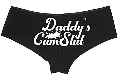 Knaughty Knickers Daddys Little Cumslut Submissive Oral Slut Black Boyshort DDLG, Weiss/opulenter Garten, M von Knaughty Knickers