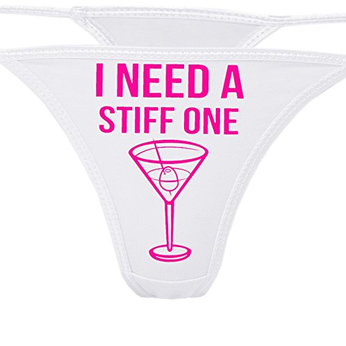 Knaughty Knickers "I Need A Stiff One Thong - Spaß Flirty Unterwäsche für Frauen Hot Pink Mittel von Knaughty Knickers