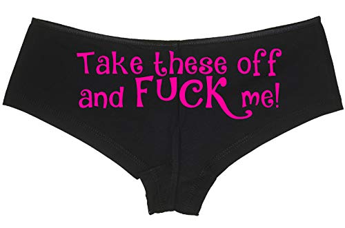 Knaughty Knickers Take These Off and Fuck Me Sexy Slutty Underwear Black Panties - Schwarz - Large von Knaughty Knickers