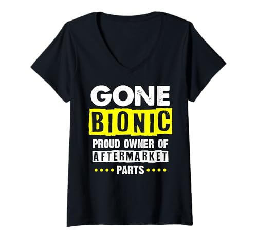 Damen Bionic Aftermarket Parts - Gone Bionic - Knie-Hüft-Ersatz T-Shirt mit V-Ausschnitt Damen Bionic Aftermarket Parts - Gone Bionic - Knie-Hüft-Ersatz T-Shirt mit V-Ausschnitt von -Knee Hip Replacement-
