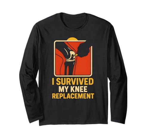 I Survived My Knee Replacement Fun Herren Chirurgie Patient Langarmshirt von Knee Surgery Patient Recover Get Well Apparel