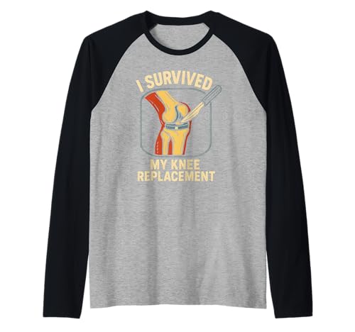 I Survived My Knee Replacement Fun Herren Chirurgie Patient Raglan von Knee Surgery Patient Recover Get Well Apparel