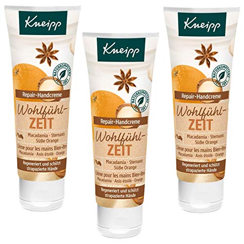 Kneipp Wohlfühlzeit Repair Handcreme Winter Macadamiaa Sternanis Orange 3er Pack (3 x 75ml) von Kneipp