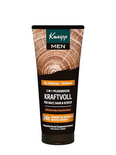 Kneipp MEN 3 in 1 Dusche Kraftvoll - Bio Zedernuss & Panthenol - Für Haut, Haar & Gesicht - 200ml von Kneipp
