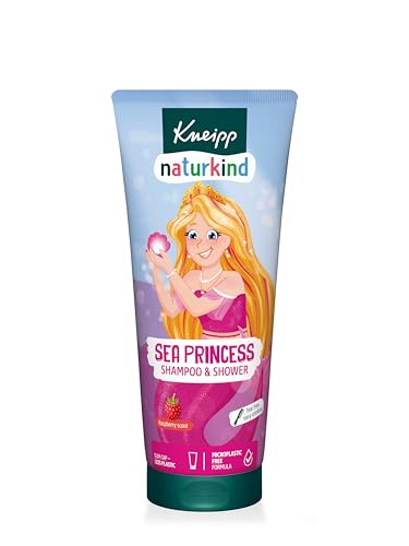 Kneipp Naturkind Seeprinzessin Shampoo & Dusche - nature kids Sea Princess Shampoo & Shower - Kinderduschgel 2 in 1 mit Himbeerduft - tränenfrei & leicht kämmbar - vegan 200ml von Kneipp