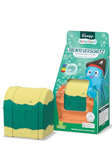 Kneipp naturkind Badeüberraschung Abenteuerschatz - Sprudelnde Badekugel für Kinder mit Überraschung - Badespass Badeüberraschung Schatzkiste mit Knetseife zum Spielen und Reinigen - 1 Stück von Kneipp