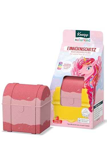 Kneipp naturkind Badeüberraschung Einnhornschatz - Sprudelnde Badekugel für Kinder mit Überraschung - Badespass Einhorn Badeüberraschung Schatzkiste mit Knetseife zum Spielen und Reinigen - 1 Stück von Kneipp