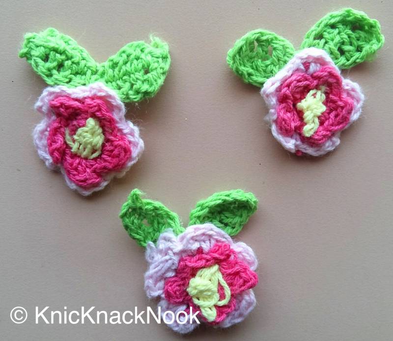 Rosa, Fuchsia, Gelb Und Grün Häkelblumen Blätter Applikation X 100 - 200317A115F Rosa, Fuchsia, Gelb Und Grün Häkelblumen Blätter Applikation X 100 - 200317A115F von KnicKnackNook