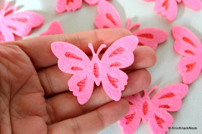Rosa Schmetterling Filz Applikation Patches X 6 von KnicKnackNook