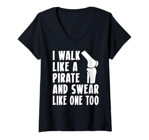 Damen I Walk Like A Pirate Knee Replacement Surgery T-Shirt mit V-Ausschnitt Damen I Walk Like A Pirate Knee Replacement Surgery T-Shirt mit V-Ausschnitt von Knie Operation Designs Kniegelenkersatz