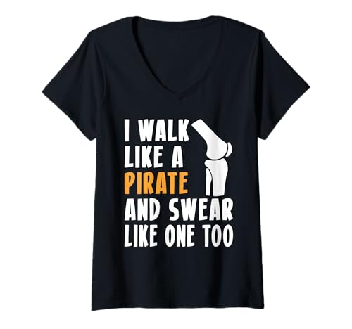 Damen I Walk Like A Pirate Knee Replacement Surgery T-Shirt mit V-Ausschnitt Damen I Walk Like A Pirate Knee Replacement Surgery T-Shirt mit V-Ausschnitt von Knie Operation Designs Kniegelenkersatz