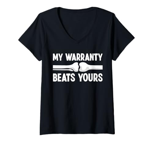 Damen My Warranty Beats Yours Knee Replacement Surgery T-Shirt mit V-Ausschnitt Damen My Warranty Beats Yours Knee Replacement Surgery T-Shirt mit V-Ausschnitt von Knie Operation Designs Kniegelenkersatz