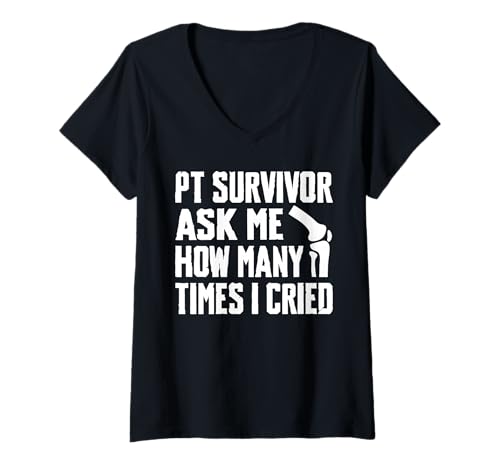 Damen PT Survivor Knee Replacement Surgery T-Shirt mit V-Ausschnitt Damen PT Survivor Knee Replacement Surgery T-Shirt mit V-Ausschnitt von Knie Operation Designs Kniegelenkersatz