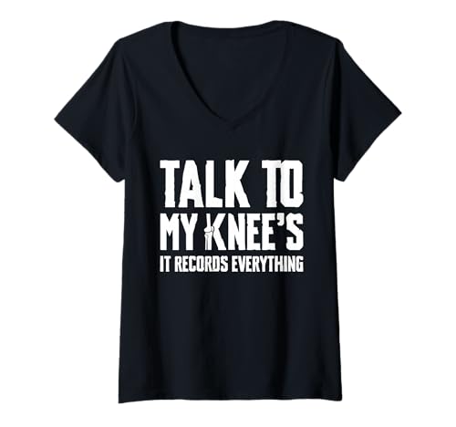 Damen Talk to My Knees Knee Replacement Surgery T-Shirt mit V-Ausschnitt Damen Talk to My Knees Knee Replacement Surgery T-Shirt mit V-Ausschnitt von Knie Operation Designs Kniegelenkersatz